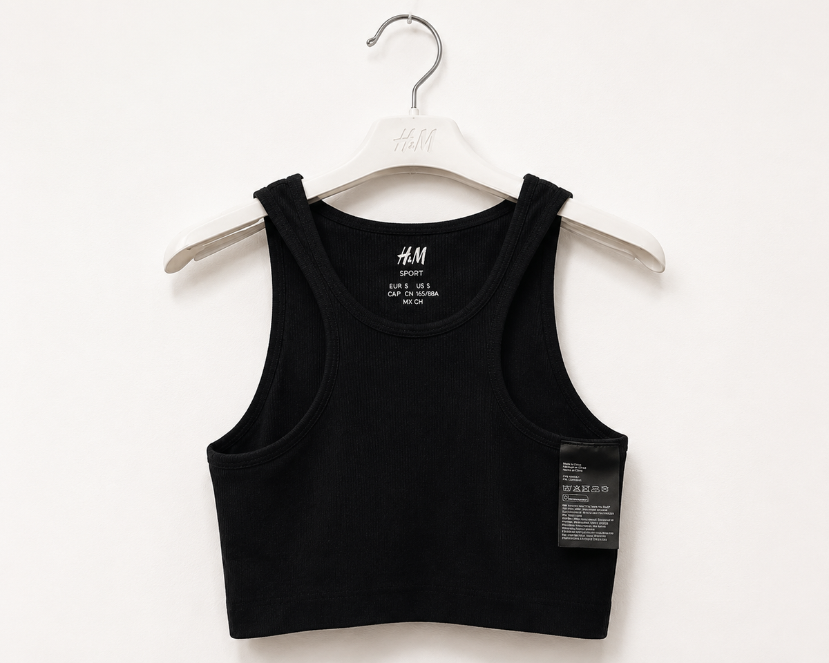 H&M Crop Top Nero Donna – Top Corto Basic