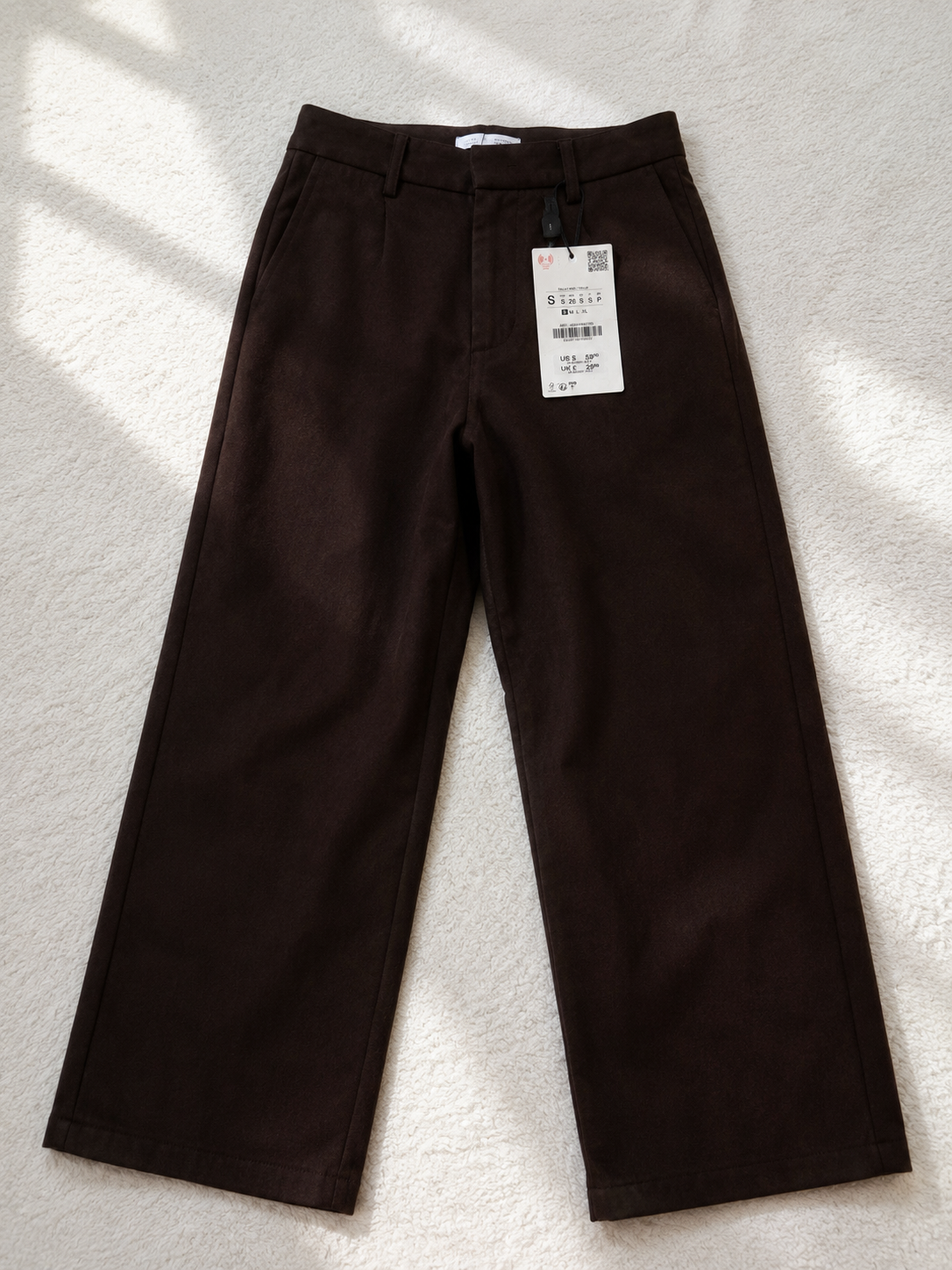 Pantaloni marrone scuro a gamba larga – Taglia 25
