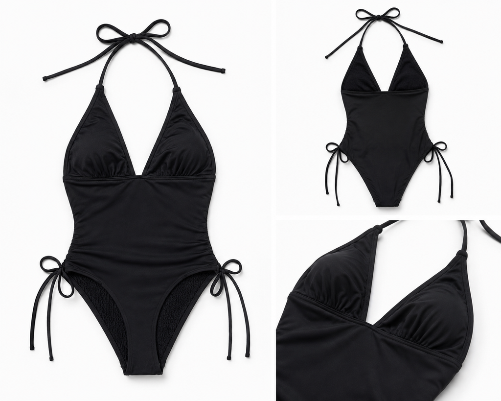Costume Intero Donna Nero con Lacci Laterali 🖤