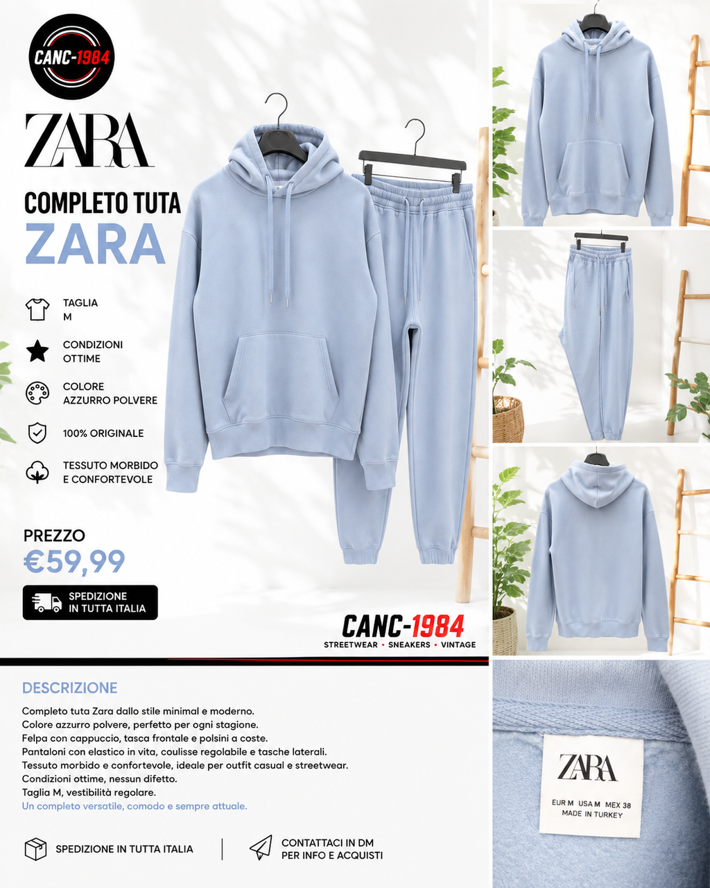 Tuta Zara celeste