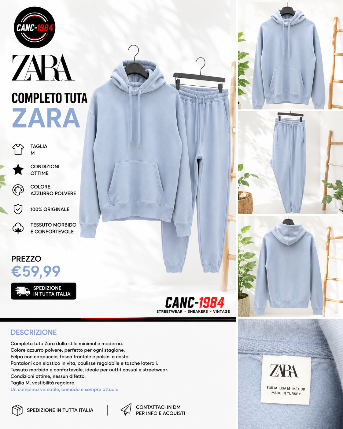 Tuta Zara celeste