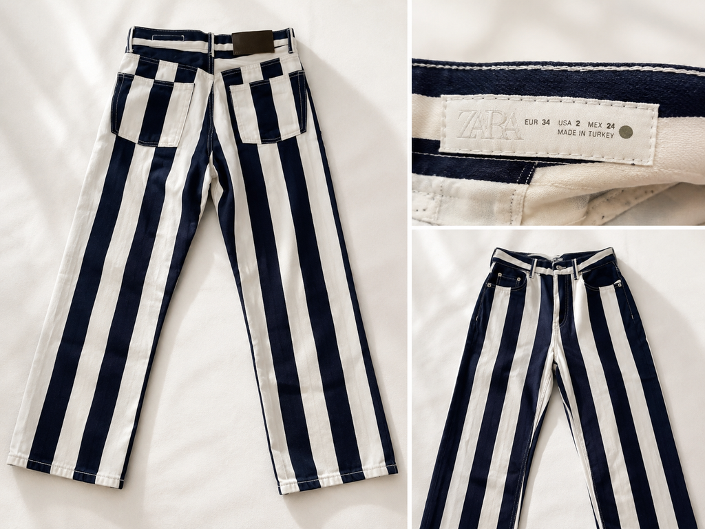 Pantaloni a righe blu e bianche – Taglia S