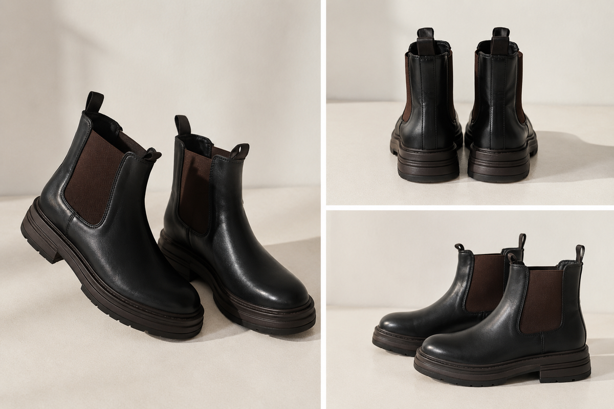 Stivaletti Chelsea neri con tacco – Donna