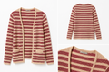 Cardigan a Righe Rosso e Beige – Vintage