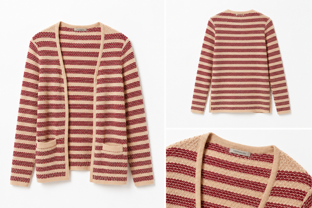 Cardigan a Righe Rosso e Beige – Vintage