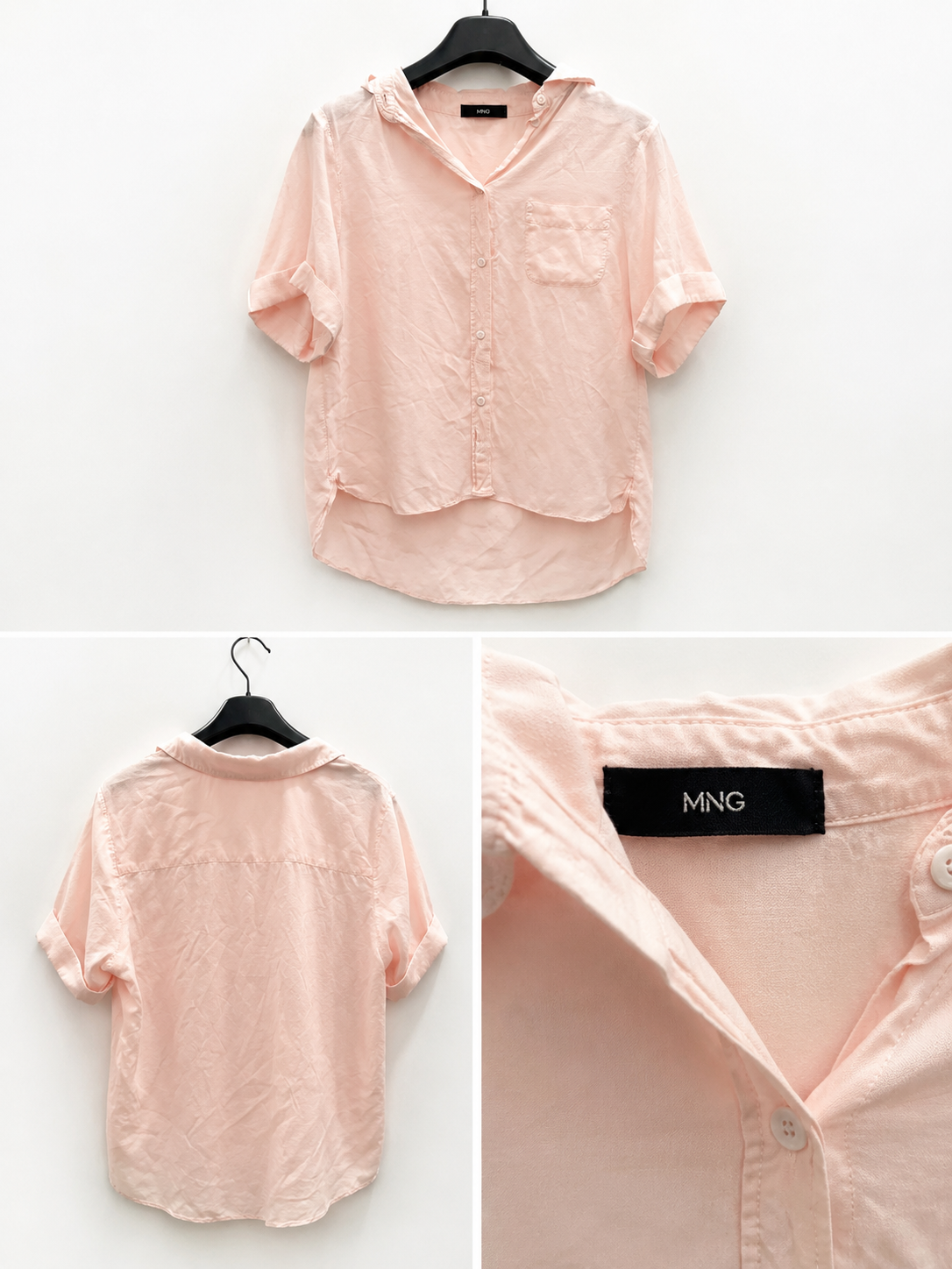 MANGO Camicia Rosa Cipria a Maniche Corte