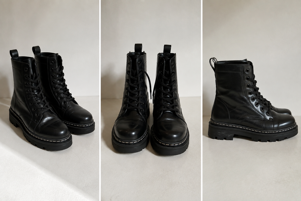 Stivaletti Neri Stringati Platform – uomo