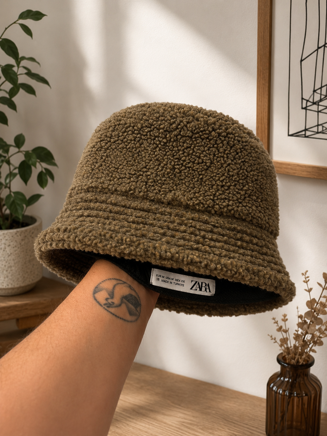 Cappello Bucket in Pile Verde Oliva – Taglia unica