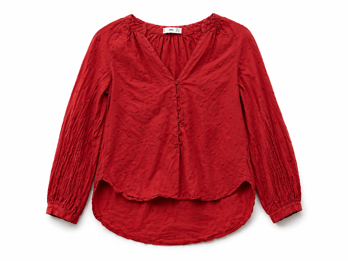 Blusa Rossa Donna a Maniche Lunghe