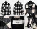 Bershka Giacca/Camicia Teddy a Quadri – Taglia M – Bianco, Nero e Grigio