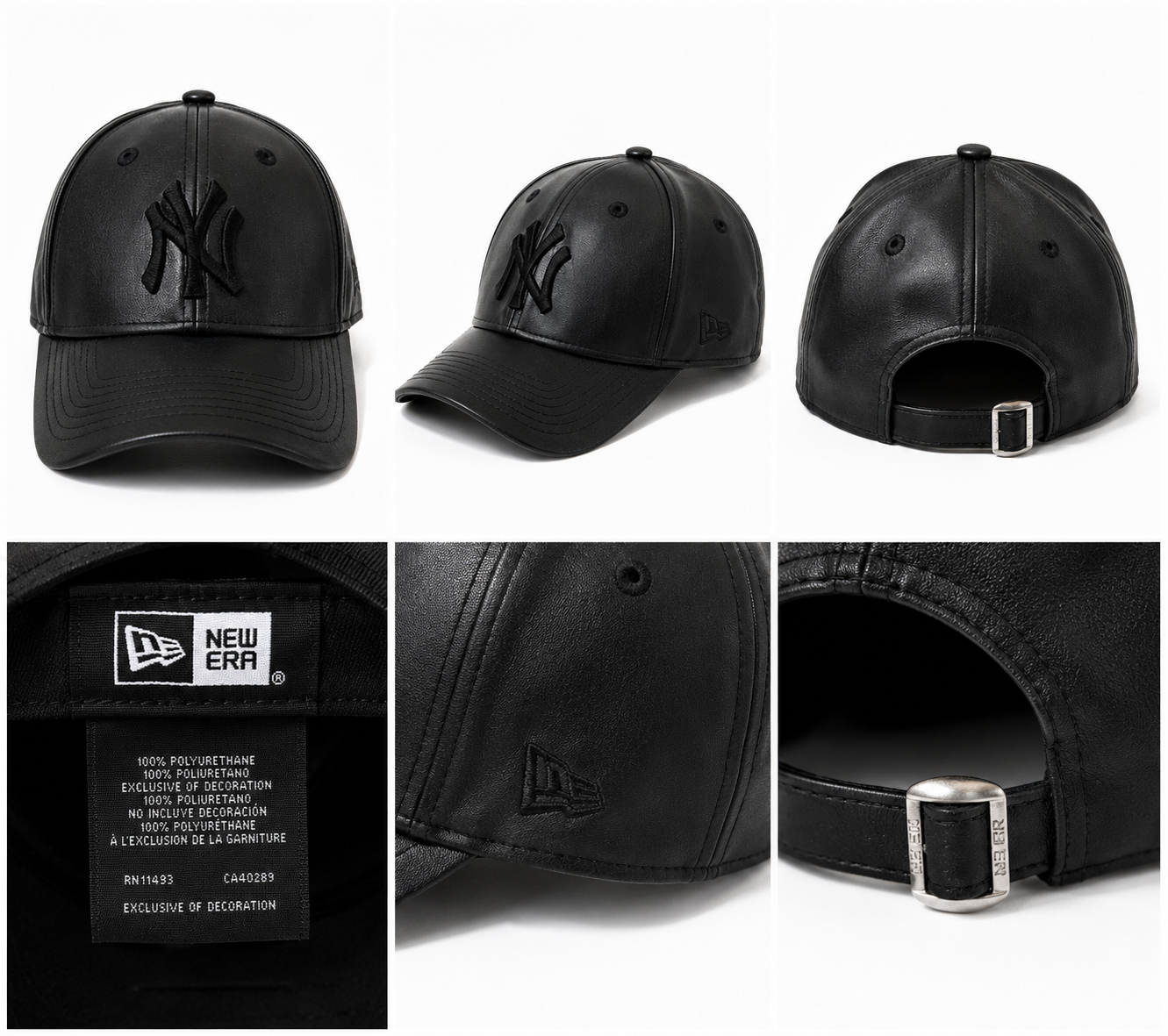 🧢 Cappello New Era New York Yankees effetto pelle nero – Ottime condizioni