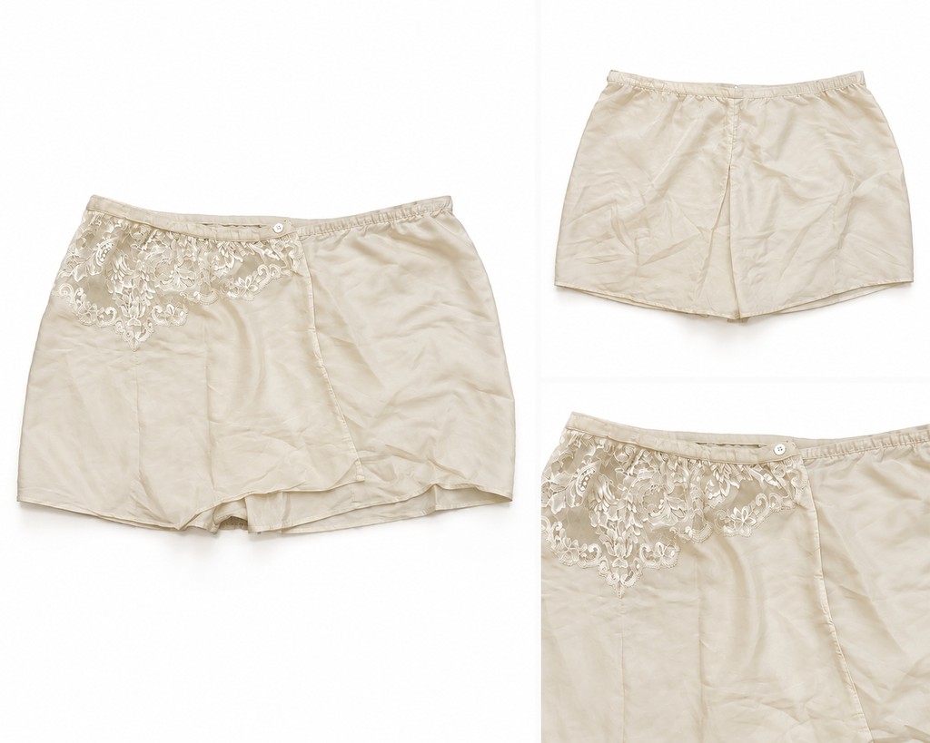 Completo pigiama da notte in raso color crema