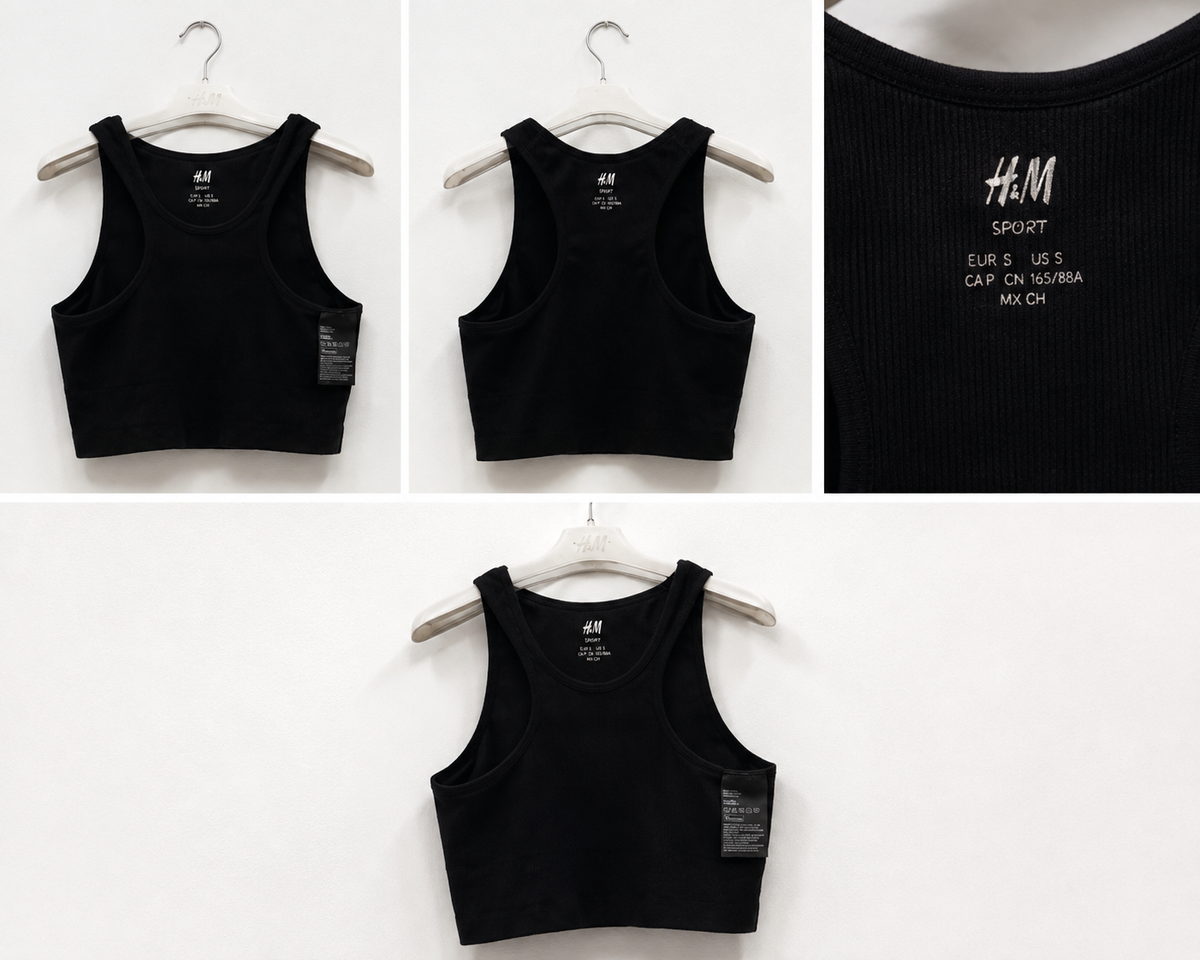 H&M Crop Top Nero Donna – Top Corto Basic