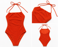 Costume Intero Donna Rosso Corallo con Allacciatura al Collo ❤️🧡