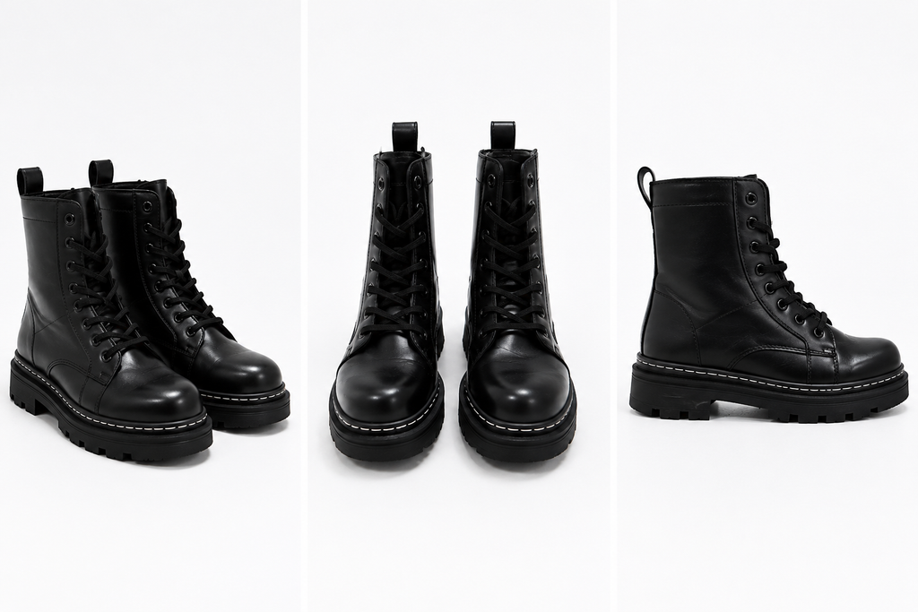 Stivaletti Neri Stringati Platform – uomo