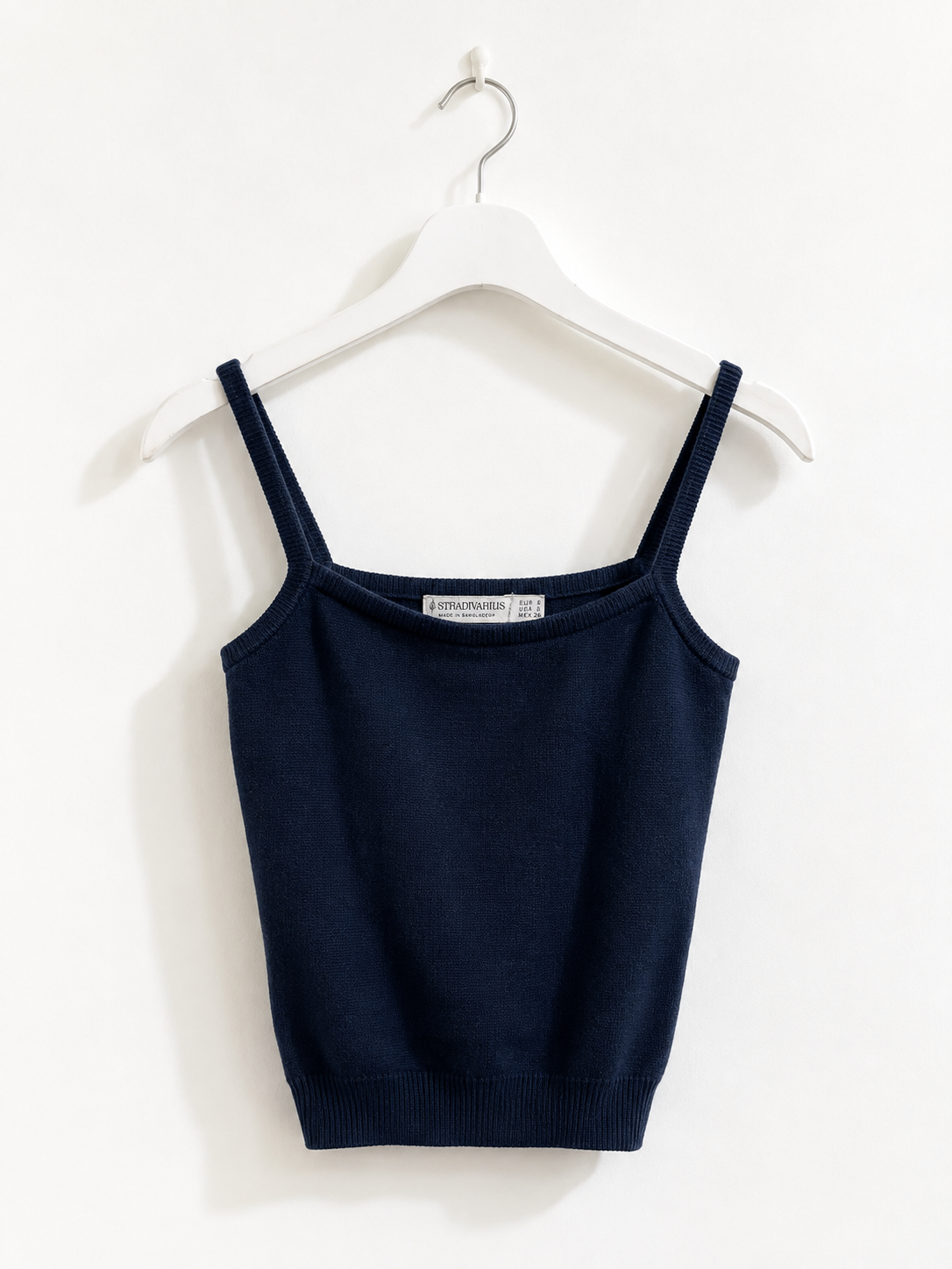 Top Stradivarius blu navy con spalline – Taglia XS